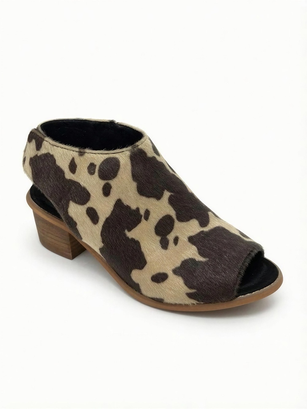 Muk Luks Calf‎ Hair Peep-Toe Block Heel Sandal -- UK 37/US 7